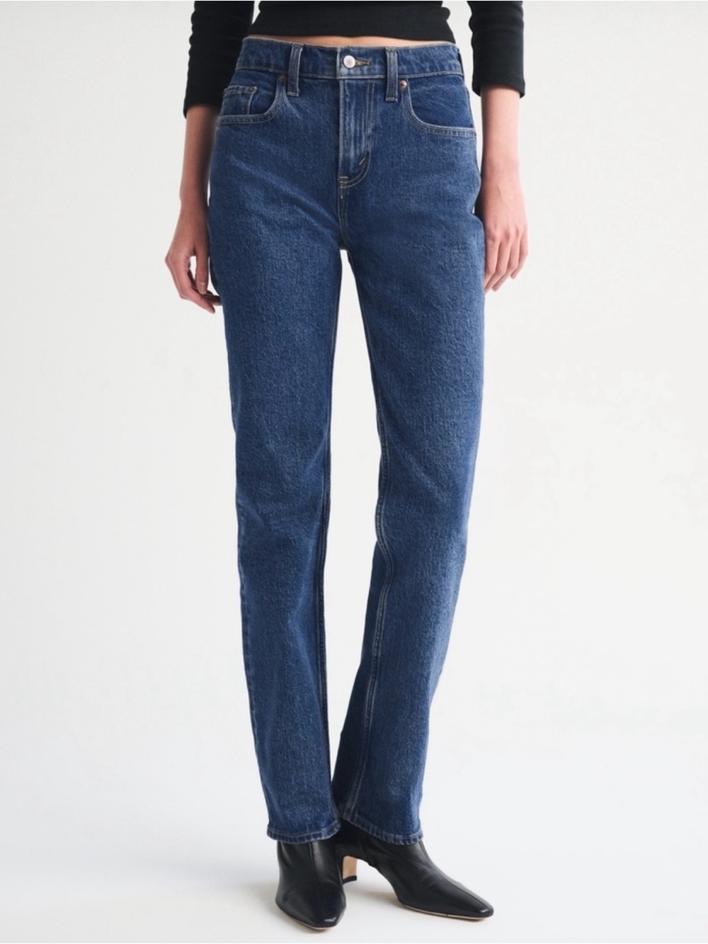 Abercrombie & Fitch High Rise Straight Leg Jeans 31 LONG - Dark Blue